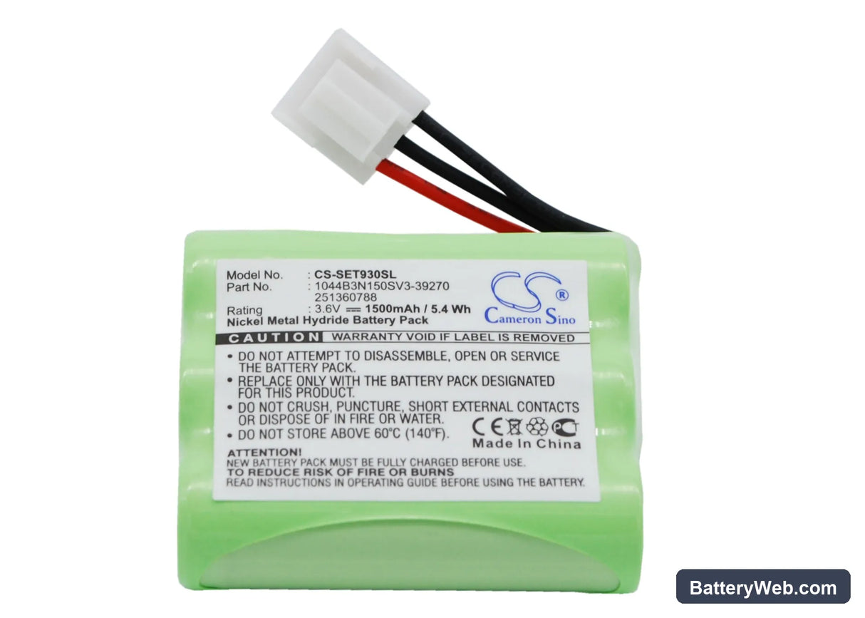 Sagem MONETEL EFT930 Replacement Battery, 3.6V, 1500mAh, Ni-MH 1