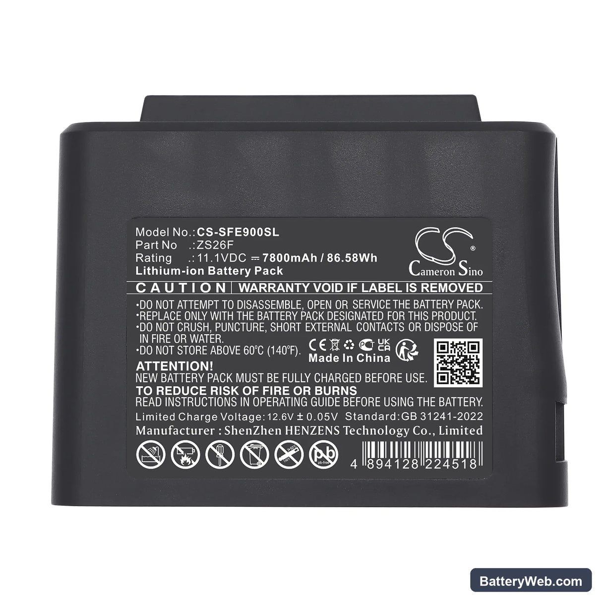 Signalfire AI-7 Optical Fiber Fusion Splicer Replacement Battery, 11.1V, 7800mAh, Li-ion 5