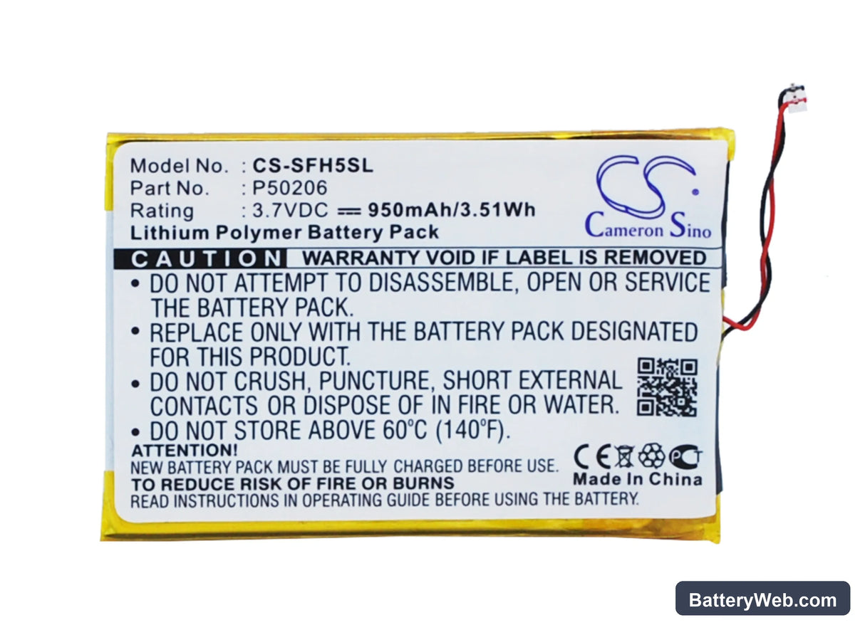 JNC SSF-H5 Replacement Battery, 3.7V, 950mAh, Li-Polymer 5