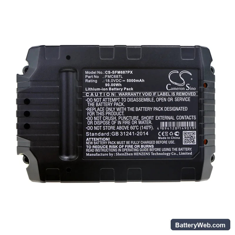 Stanley FMC688L Replacement Battery, 18V, 5000mAh, Li-ion 6