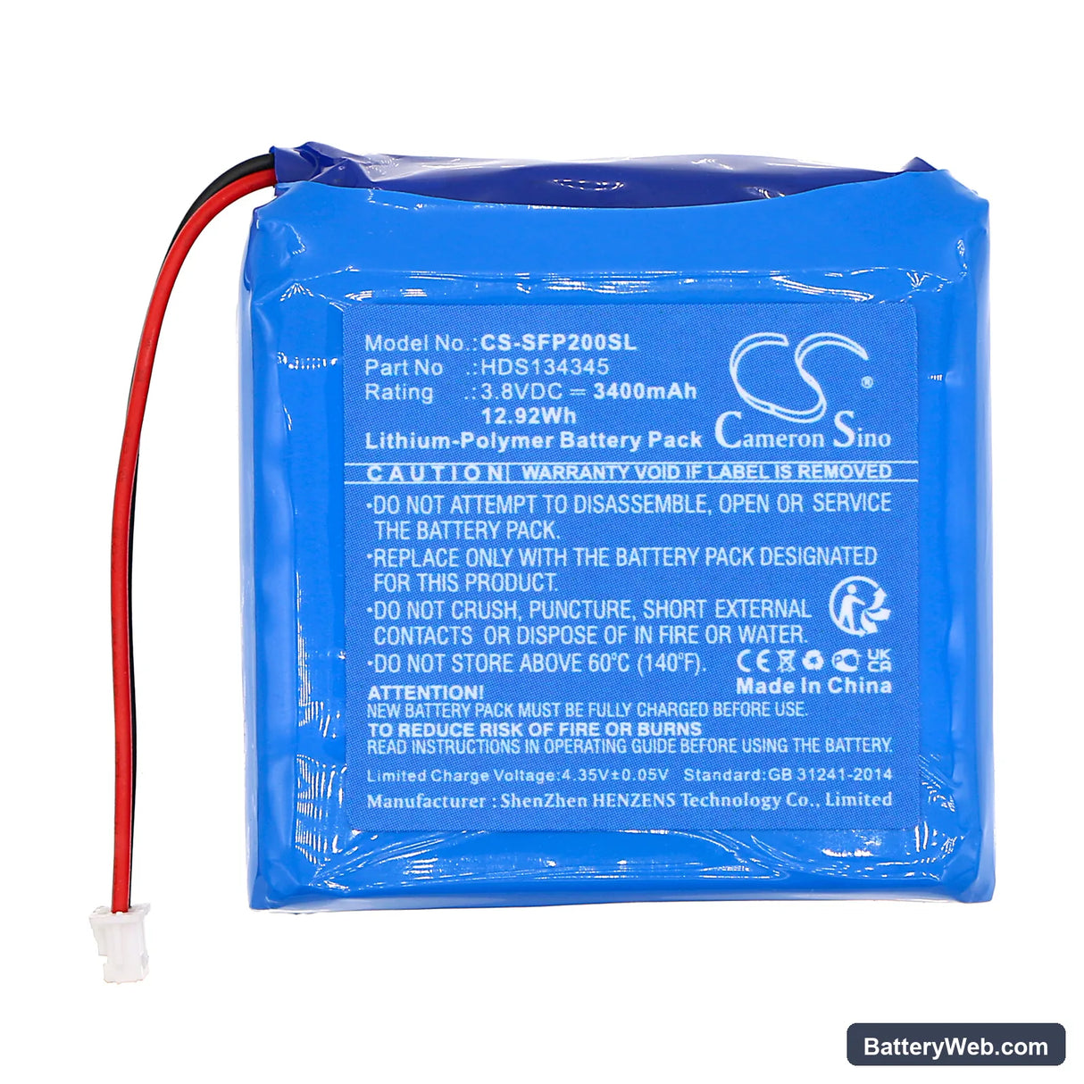 Safie Pocket 2 Replacement Battery, 3.8V, 3400mAh, Li-Polymer 3