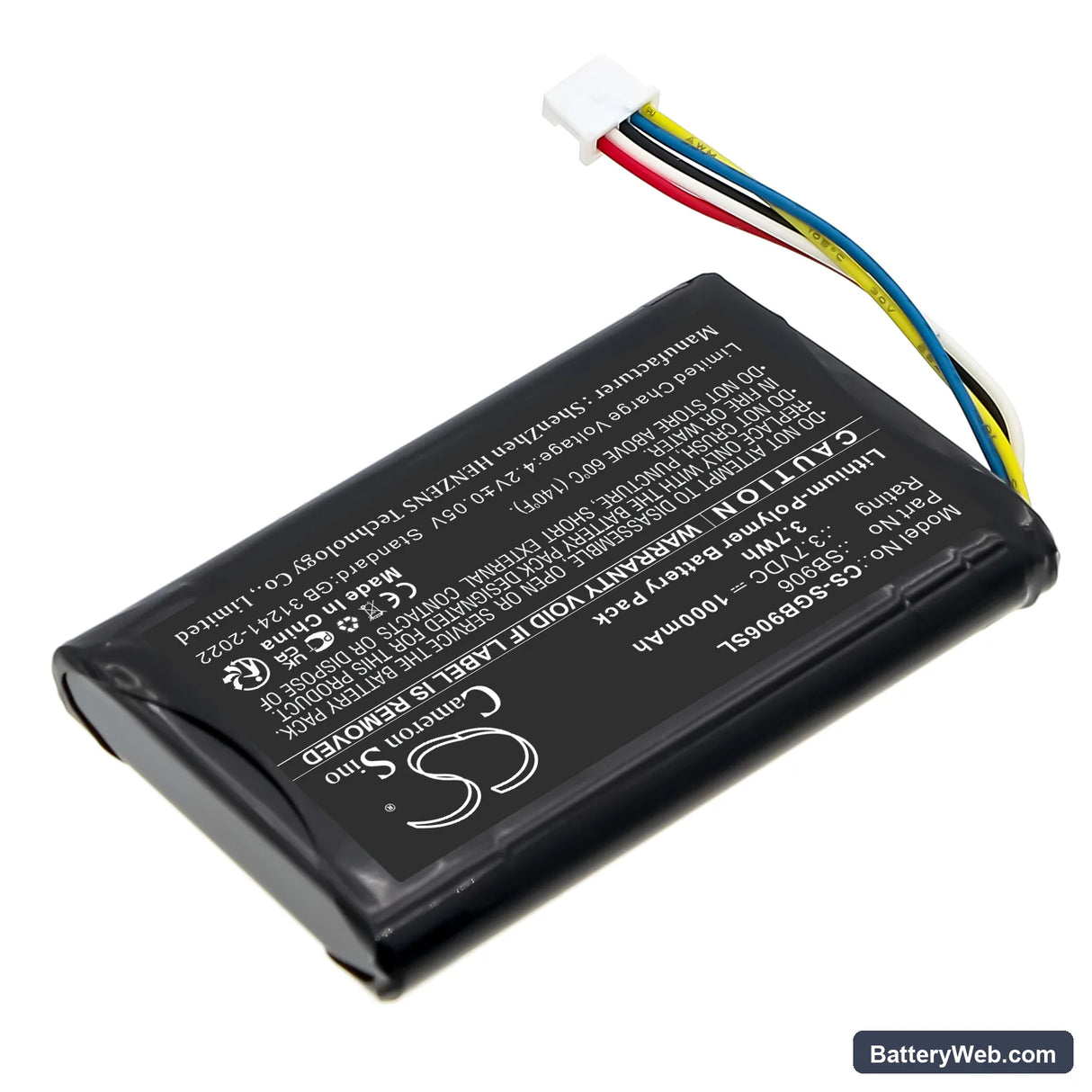 Shure MXW1X Replacement Battery, 3.7V, 1000mAh, Li-Polymer 2