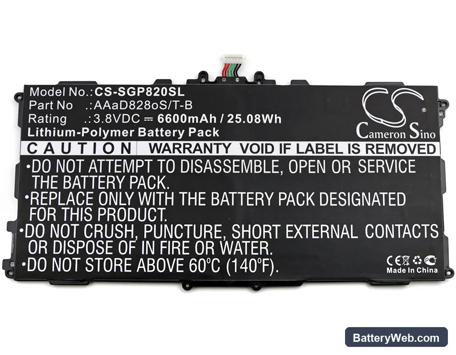 Samsung GT-P8220 Replacement Battery, 3.8V, 6600mAh, Li-Polymer 3