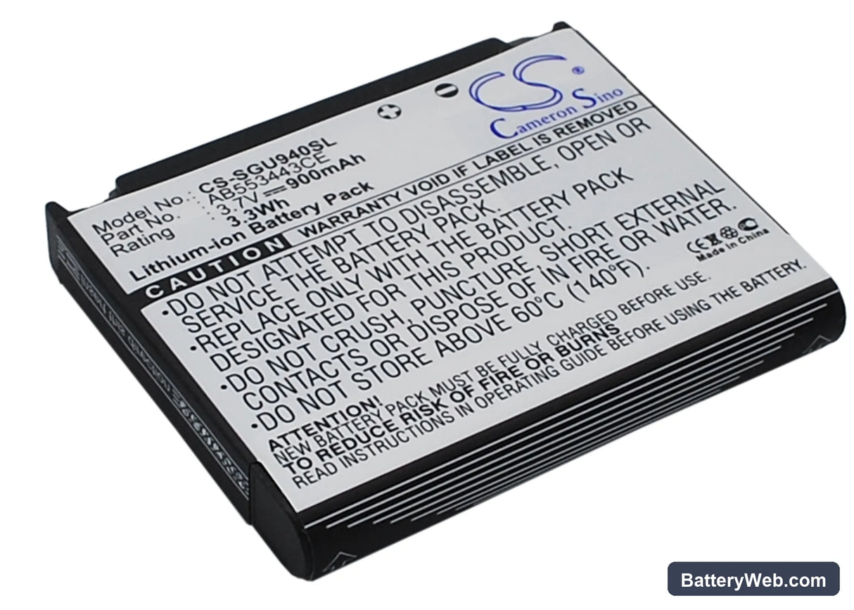 Samsung SGH-U940 Replacement Battery, 3.7V, 900mAh, Li-ion 2