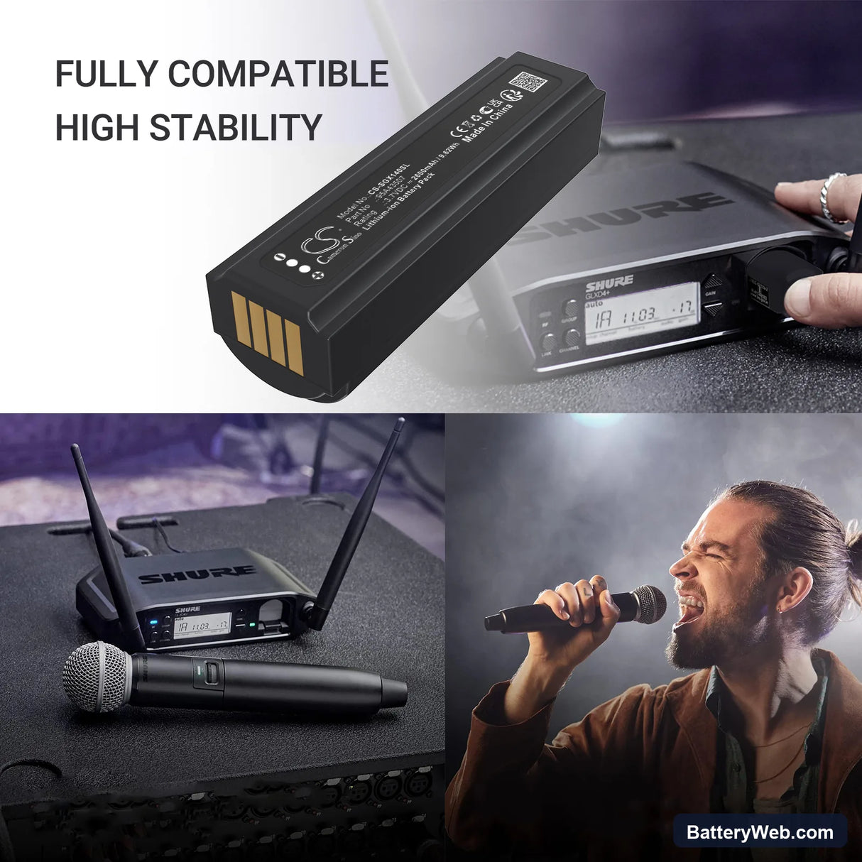 Shure GLXD+ Replacement Battery, 3.7V, 2600mAh, Li-ion 6