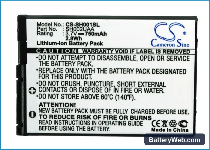 Sharp SH001 Replacement Battery, 3.7V, 750mAh, Li-ion 5