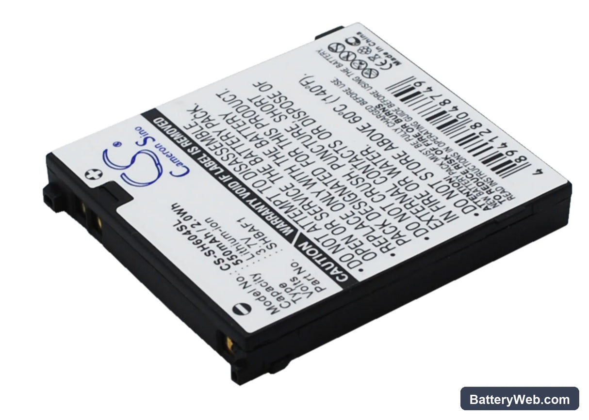 Sharp V604SH Replacement Battery, 3.7V, 550mAh, Li-ion 2