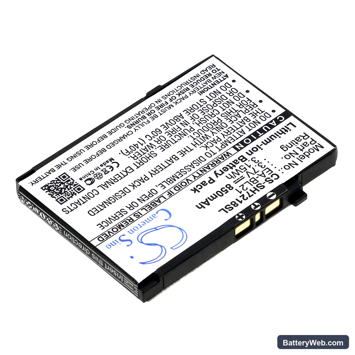 Sharp SH7218C Replacement Battery, 3.7V, 850mAh, Li-ion 2