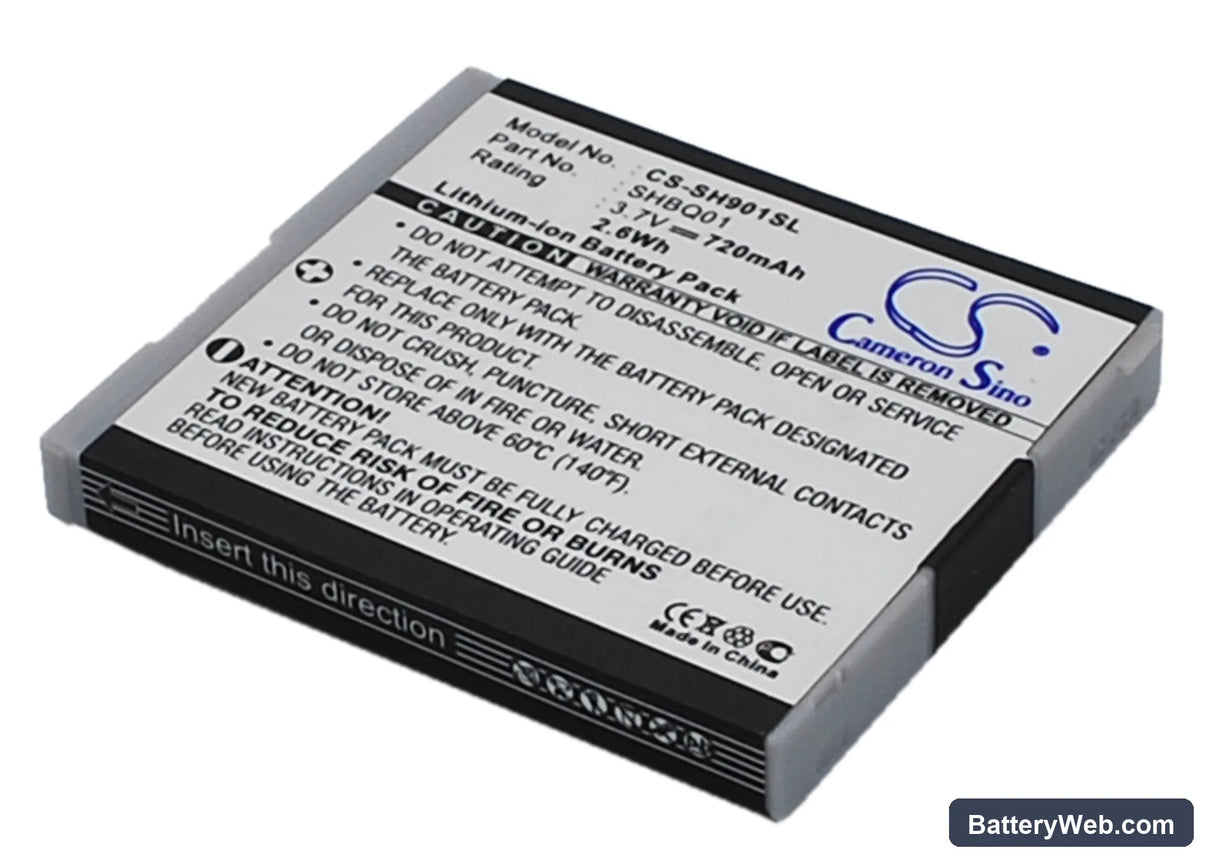Sharp SH901iS Replacement Battery, 3.7V, 720mAh, Li-ion 1