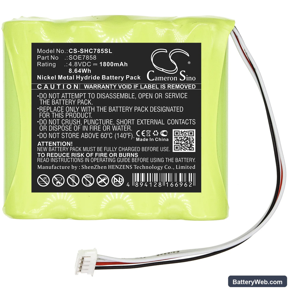 Soehnle Scale 7858 Replacement Battery, 4.8V, 1800mAh, Ni-MH 3
