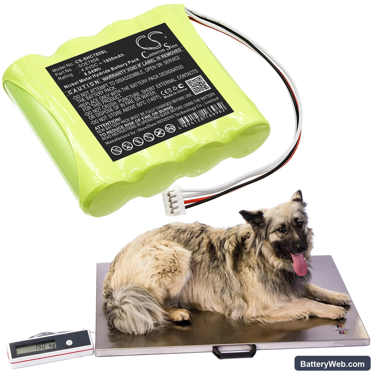 Soehnle Scale 7858 Replacement Battery, 4.8V, 1800mAh, Ni-MH 6
