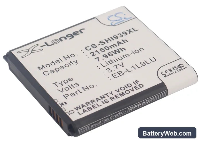 Samsung SCH-I939D Replacement Battery, 3.7V, 2150mAh, Li-ion 1