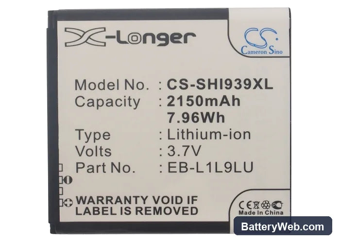 Samsung SCH-I939D Replacement Battery, 3.7V, 2150mAh, Li-ion 5