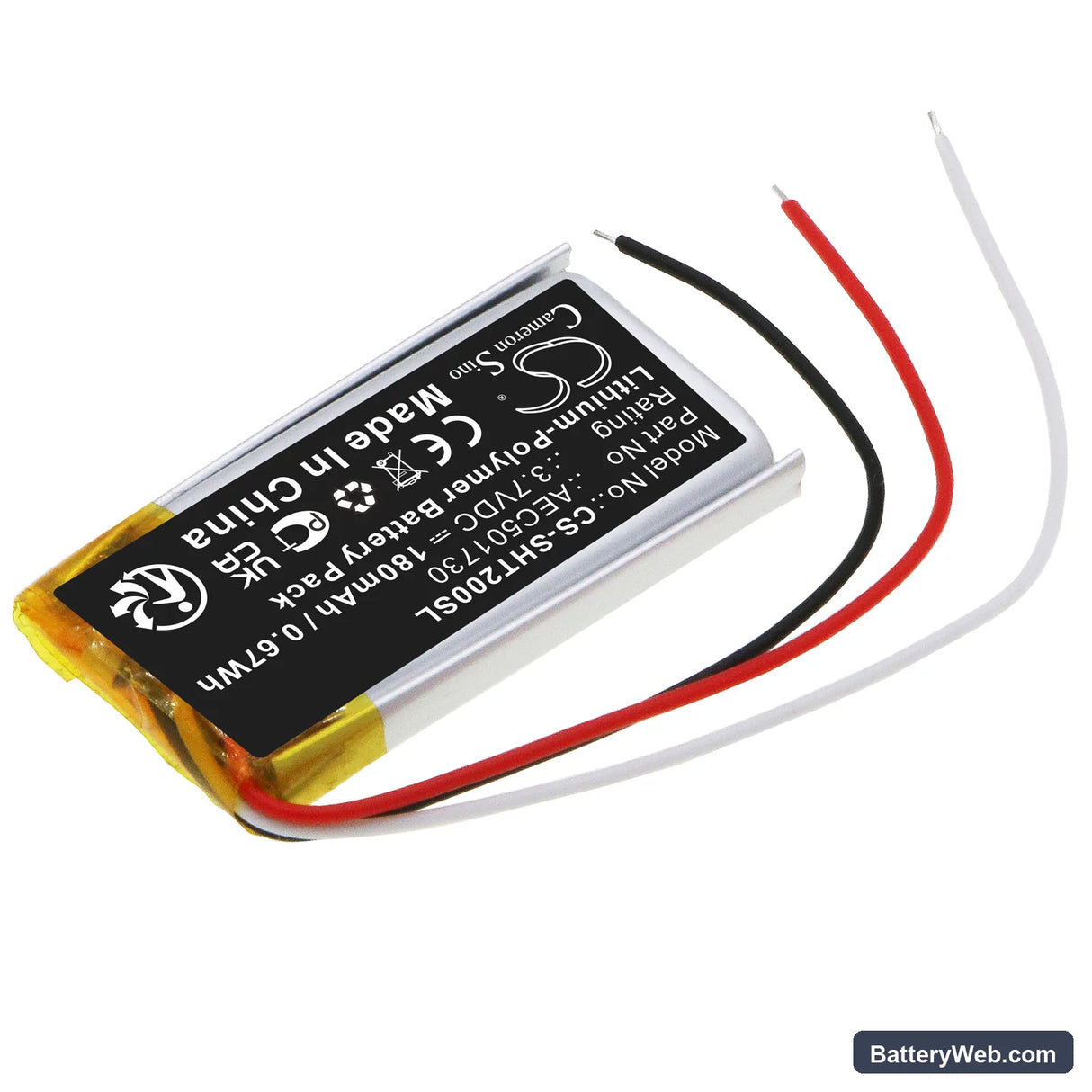 Shure RMCE-BT2 Replacement Battery, 3.7V, 180mAh, Li-Polymer 2