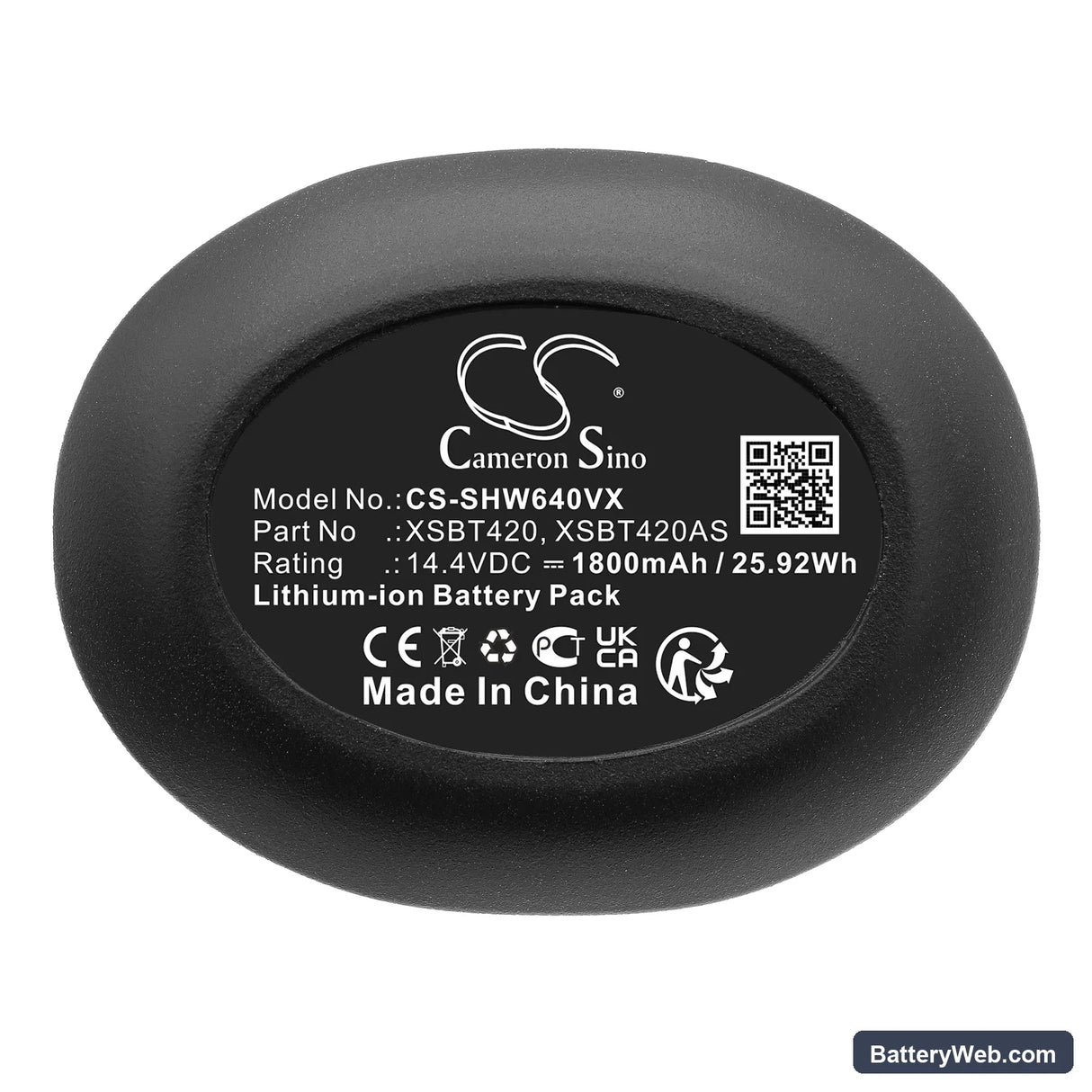 Shark QV410QBK Replacement Battery, 14.4V, 1800mAh, Li-ion 6