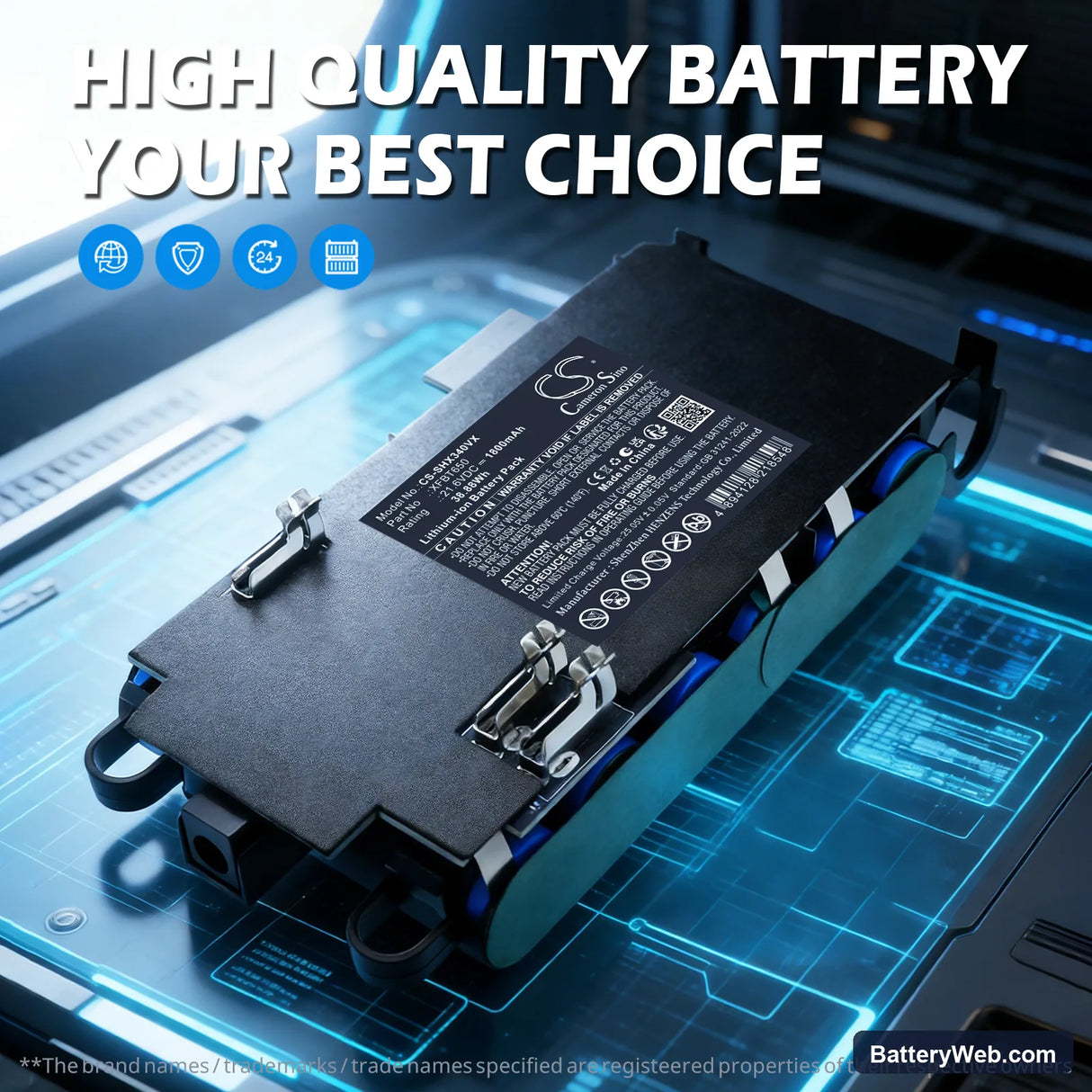 Shark IX140H Replacement Battery, 21.6V, 1800mAh, Li-ion 7