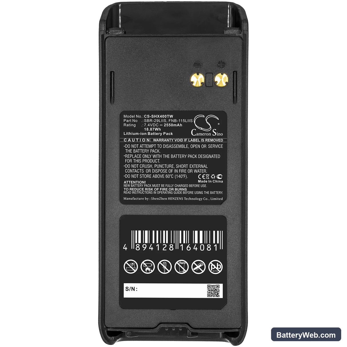 Standard Horizon HX400IS Replacement Battery, 7.4V, 2550mAh, Li-ion 5