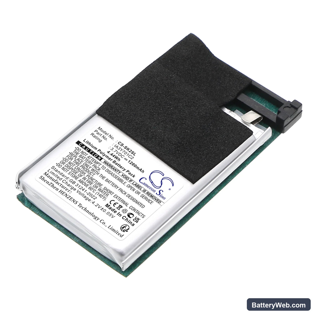 T-Mobile Sidekick 2 Replacement Battery, 3.7V, 1200mAh, Li-Polymer 1