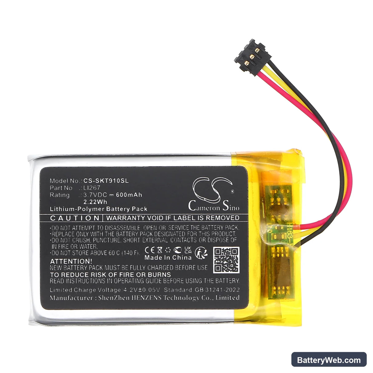 shokz Openfit T910 Charging Case Replacement Battery, 3.7V, 600mAh, Li-Polymer 3