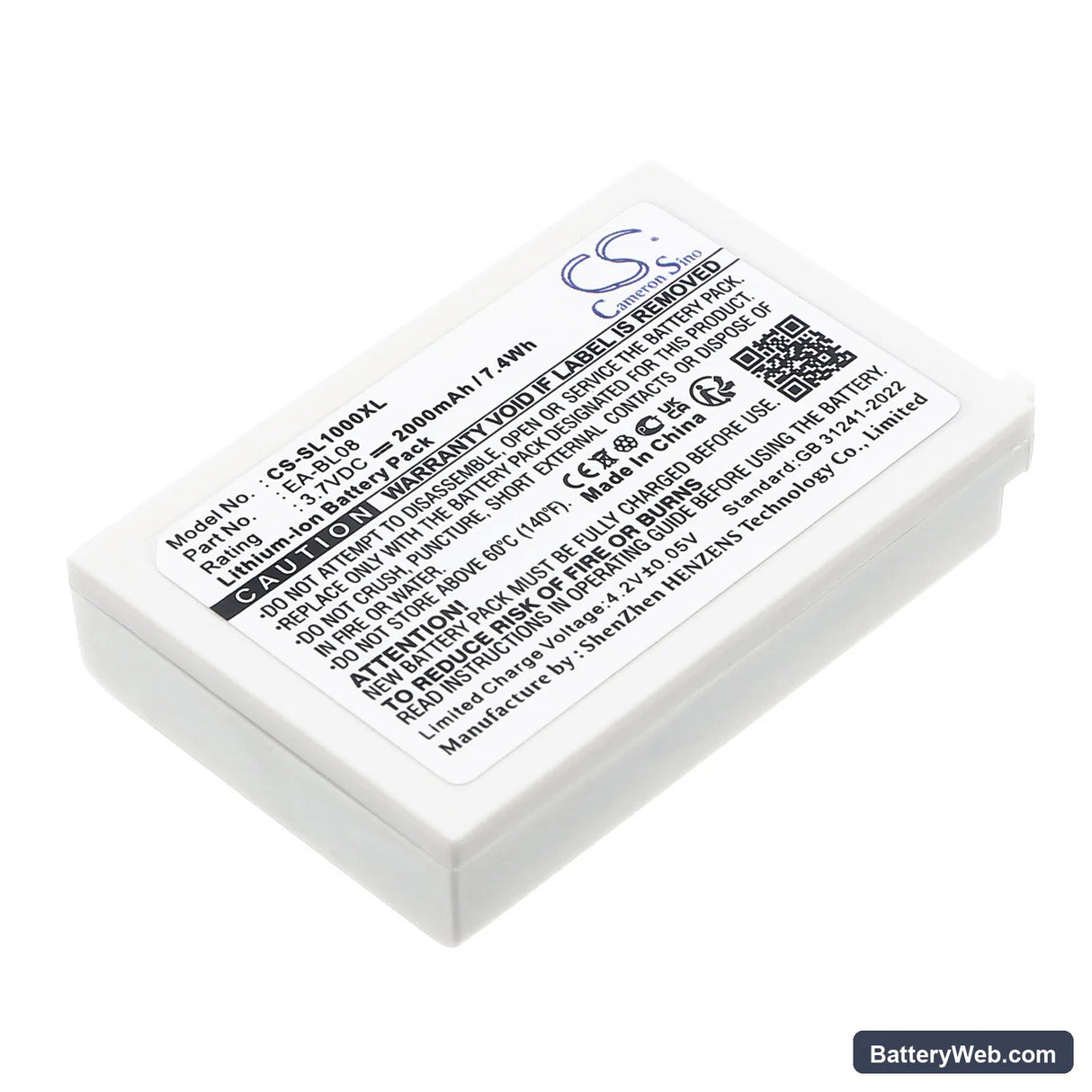 Sharp Zaurus SL-C1000 Replacement Battery, 3.7V, 2000mAh, Li-ion 1