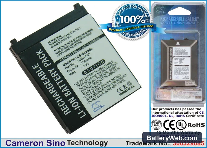 Siemens SL65 Replacement Battery, 3.7V, 750mAh, Li-ion 1