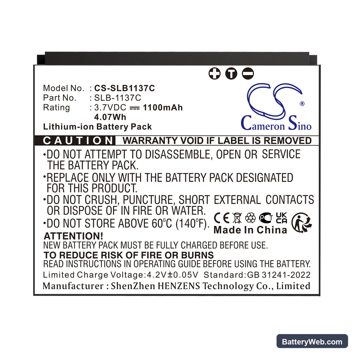 Samsung Digimax i7 Replacement Battery, 3.7V, 1100mAh, Li-ion 5