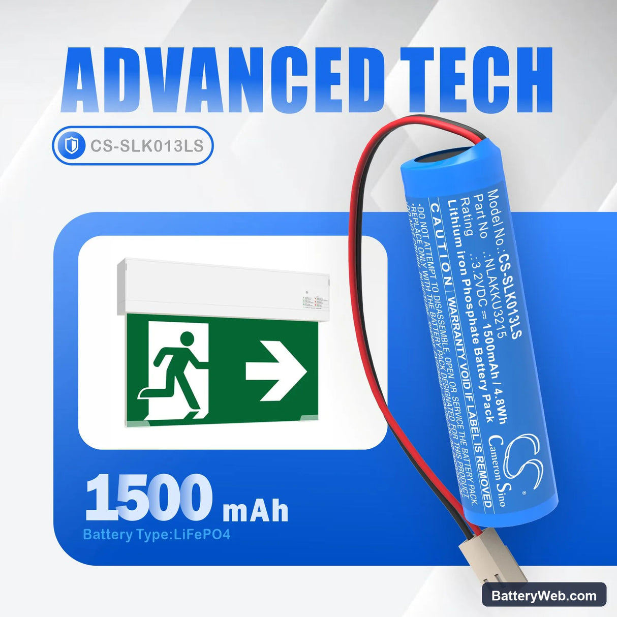 Schrack A3U383AT2.V2-S Replacement Battery, 3.2V, 1500mAh, LiFePO4 7