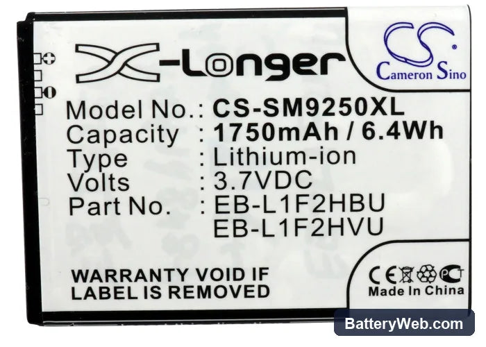 Samsung GT-i9250 Replacement Battery, 3.7V, 1750mAh, Li-ion 5