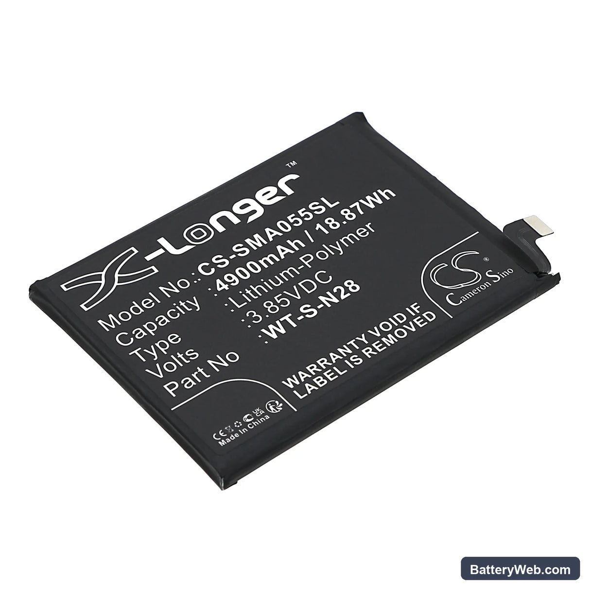 Samsung Galaxy A05 2023 Replacement Battery, 3.85V, 4900mAh, Li-Polymer 1
