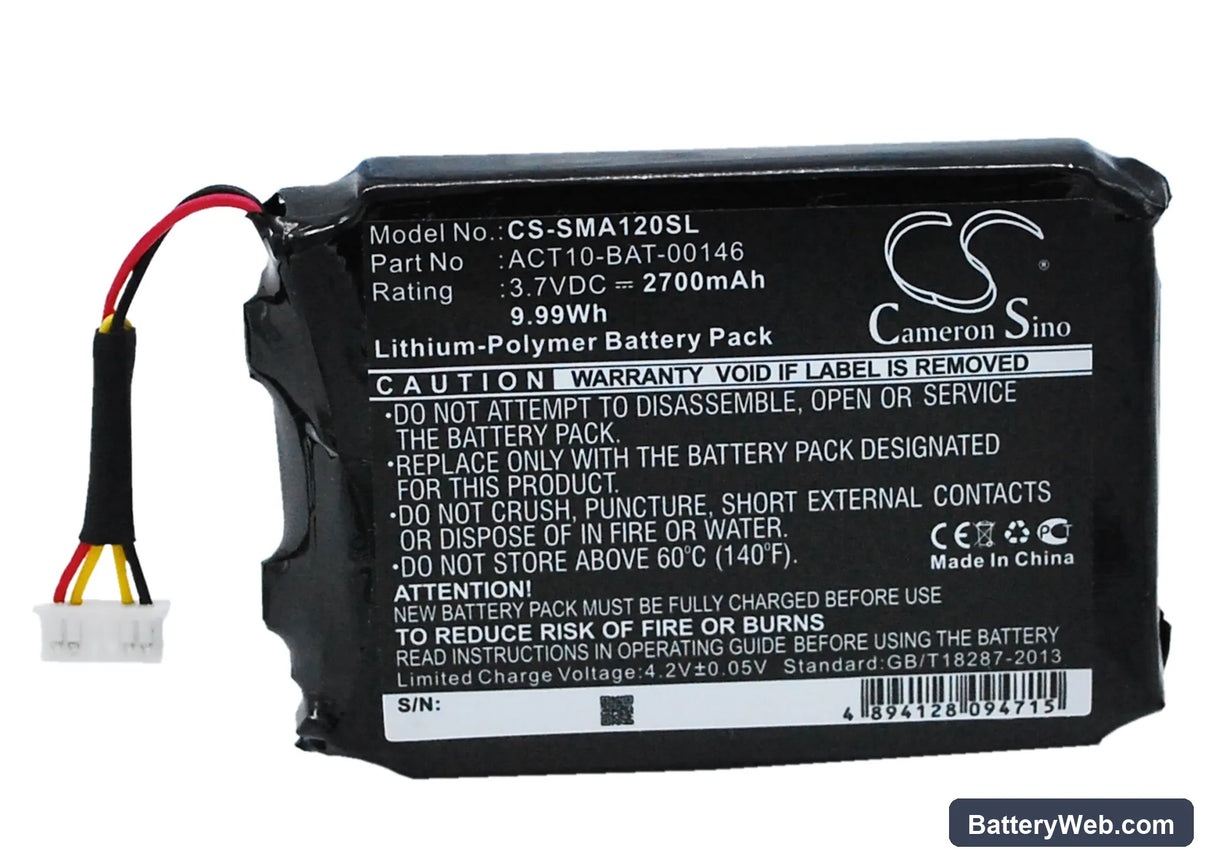 Satmap Active 10 Replacement Battery, 3.7V, 2700mAh, Li-Polymer 5