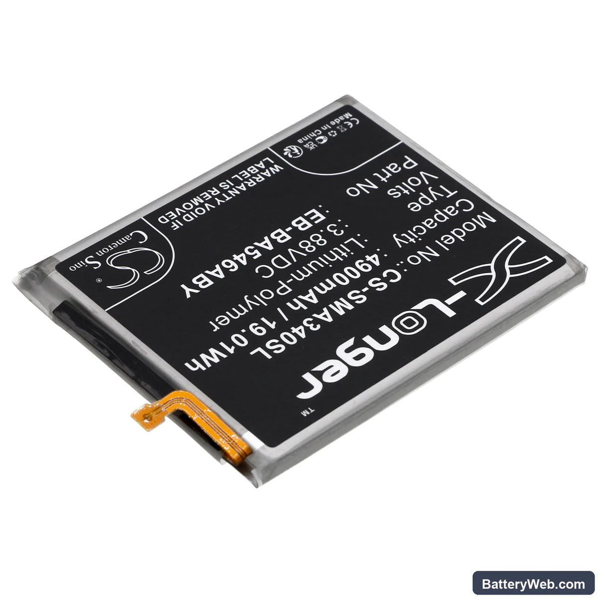 Samsung Galaxy A34 5G Replacement Battery, 3.88V, 4900mAh, Li-Polymer 2
