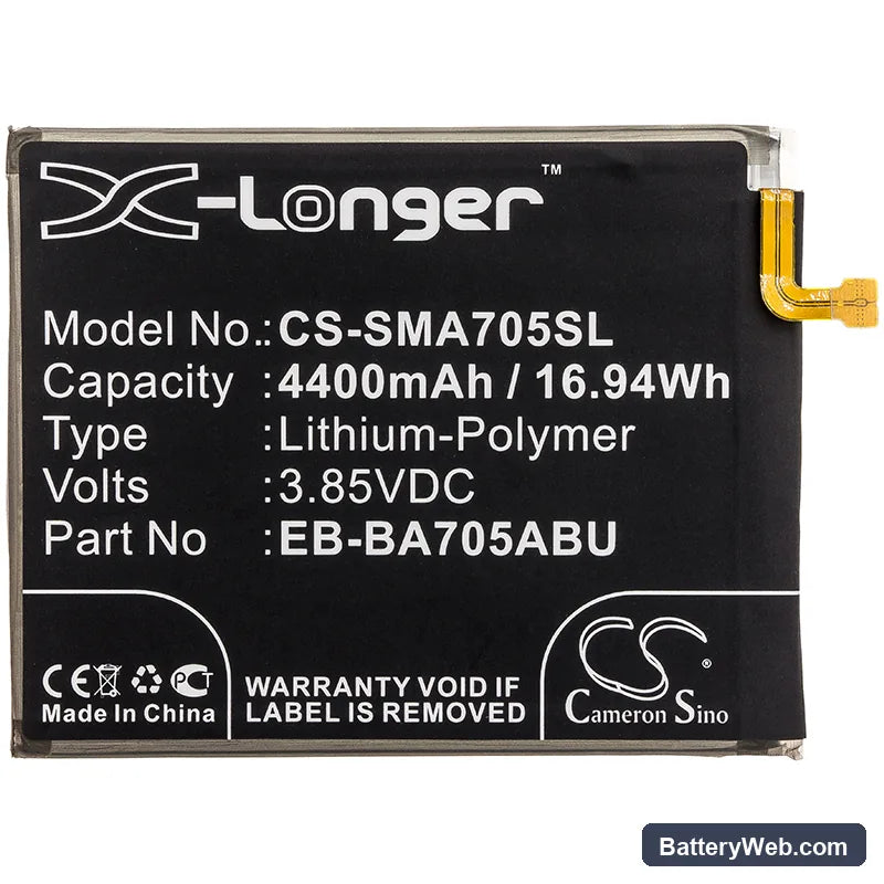 Samsung Galaxy A70 Replacement Battery, 3.85V, 4400mAh, Li-Polymer 3