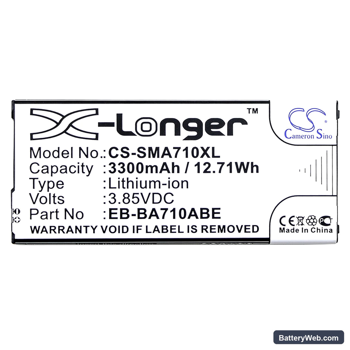 Samsung Galaxy A7 2016 Duos Replacement Battery, 3.85V, 3300mAh, Li-ion 3