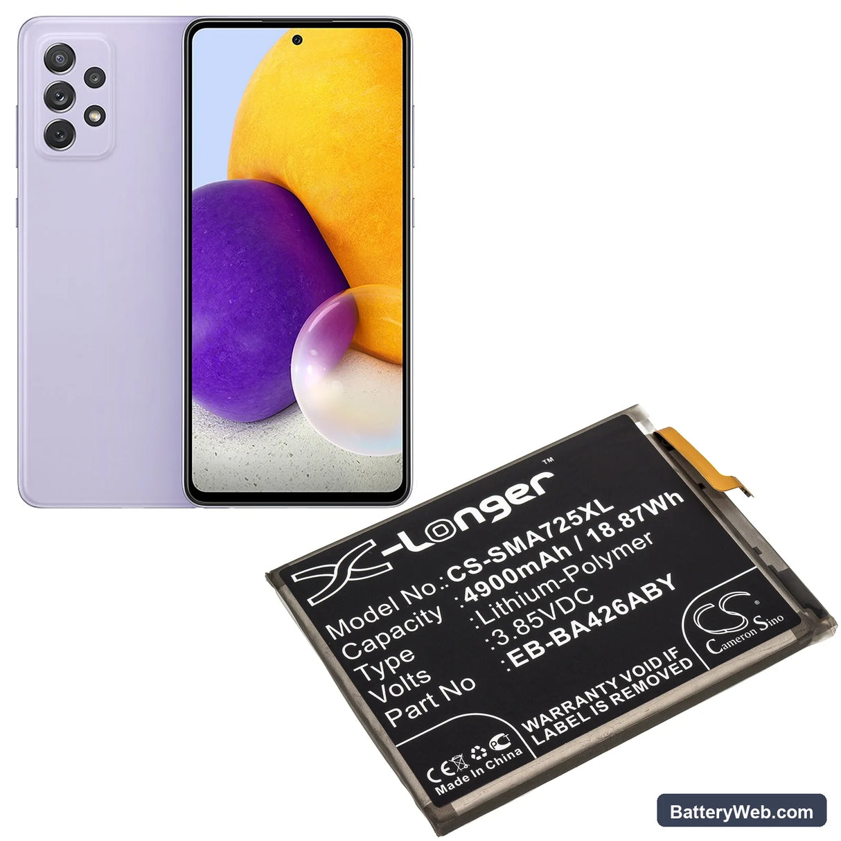Samsung Galaxy A426 Replacement Battery, 3.85V, 4900mAh, Li-Polymer 5