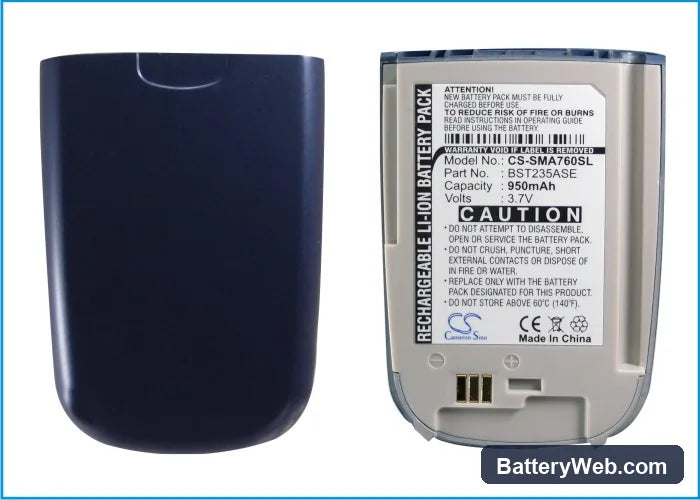 Samsung SPH-A760 Replacement Battery, 3.7V, 950mAh, Li-ion 5