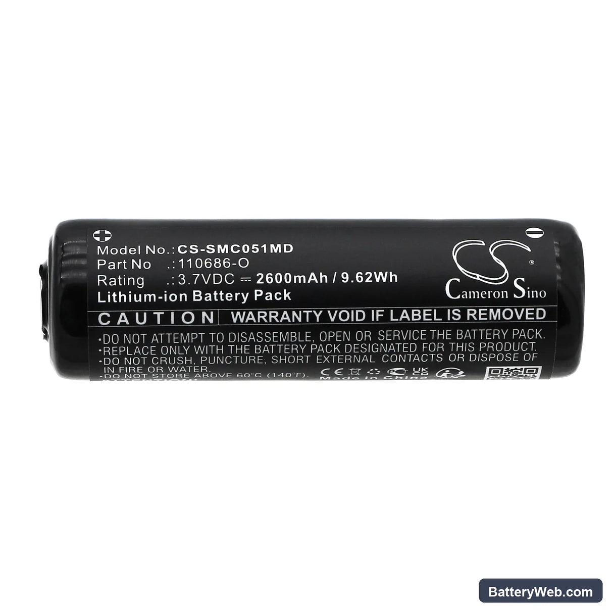 Somno Medics SomnoScreen type SSC051 Replacement Battery, 3.7V, 2600mAh, Li-ion 3