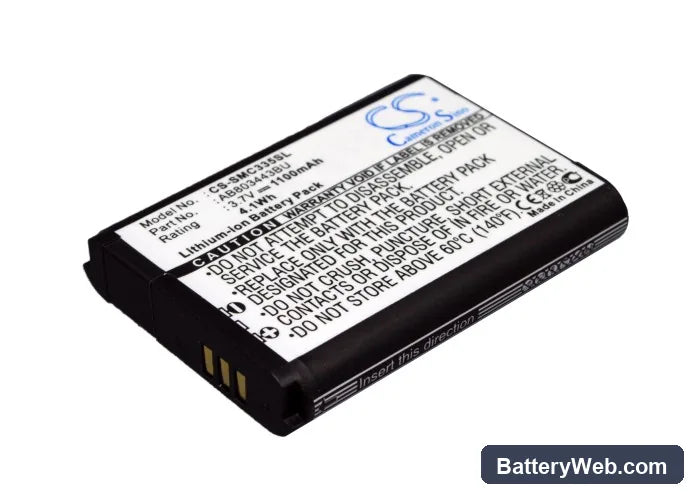Samsung GT-C3350 Replacement Battery, 3.7V, 1100mAh, Li-ion 4