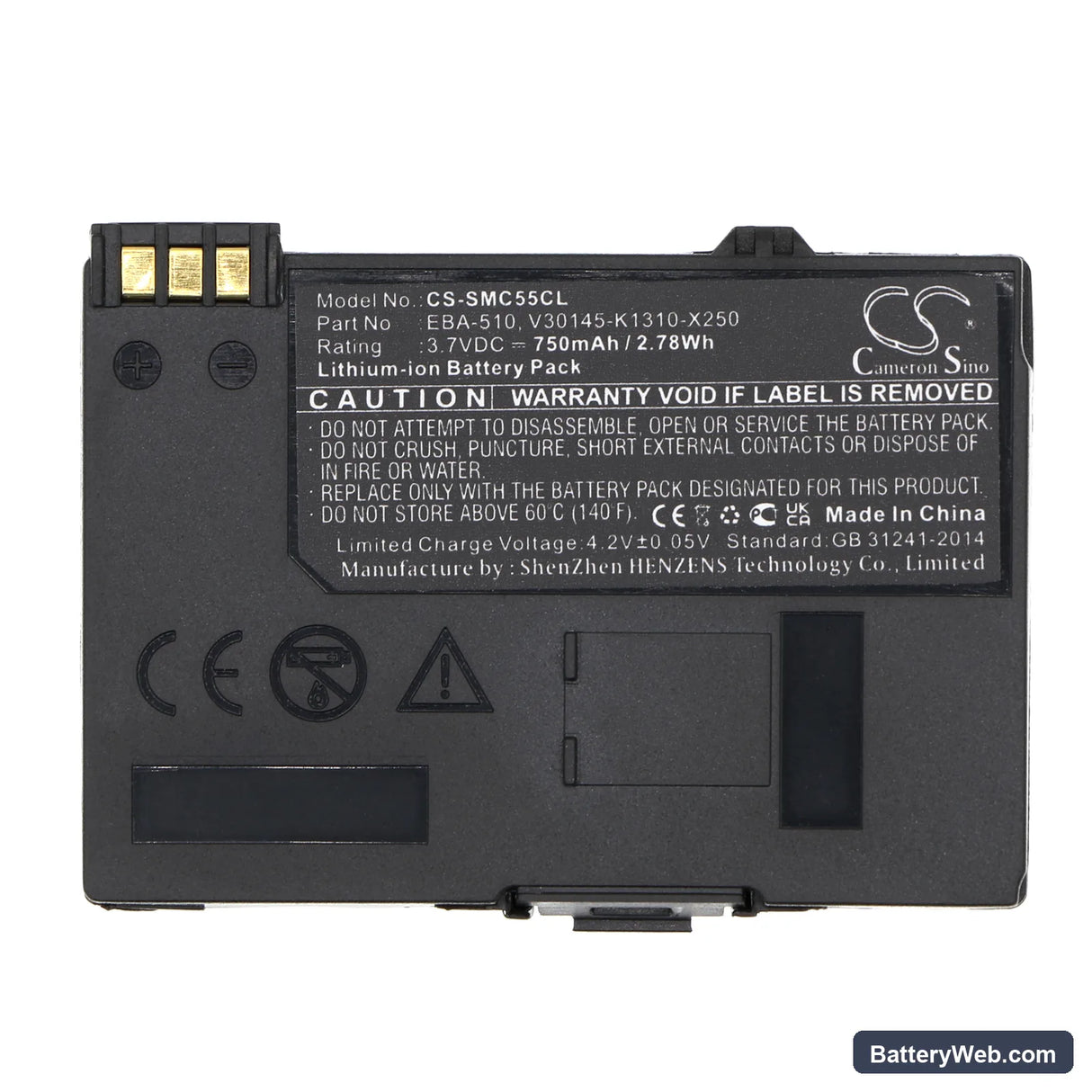 Siemens Gigaset SL1 Replacement Battery, 3.7V, 750mAh, Li-ion 5