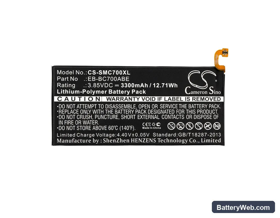 Samsung Galaxy C7 Replacement Battery, 3.85V, 3300mAh, Li-Polymer 5