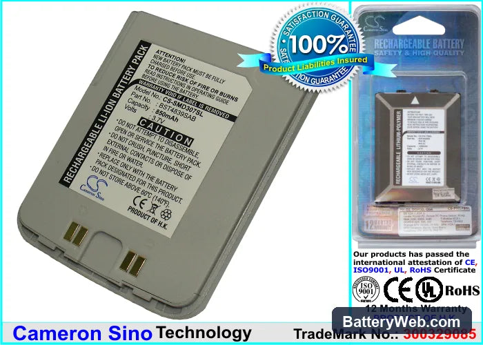 Samsung SGH-D307 Replacement Battery, 3.7V, 850mAh, Li-ion 1