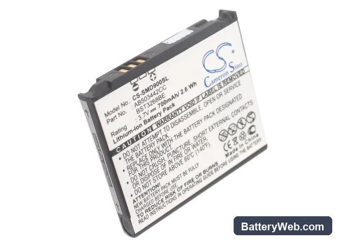 Samsung SGH-D908 Replacement Battery, 3.7V, 700mAh, Li-ion 5