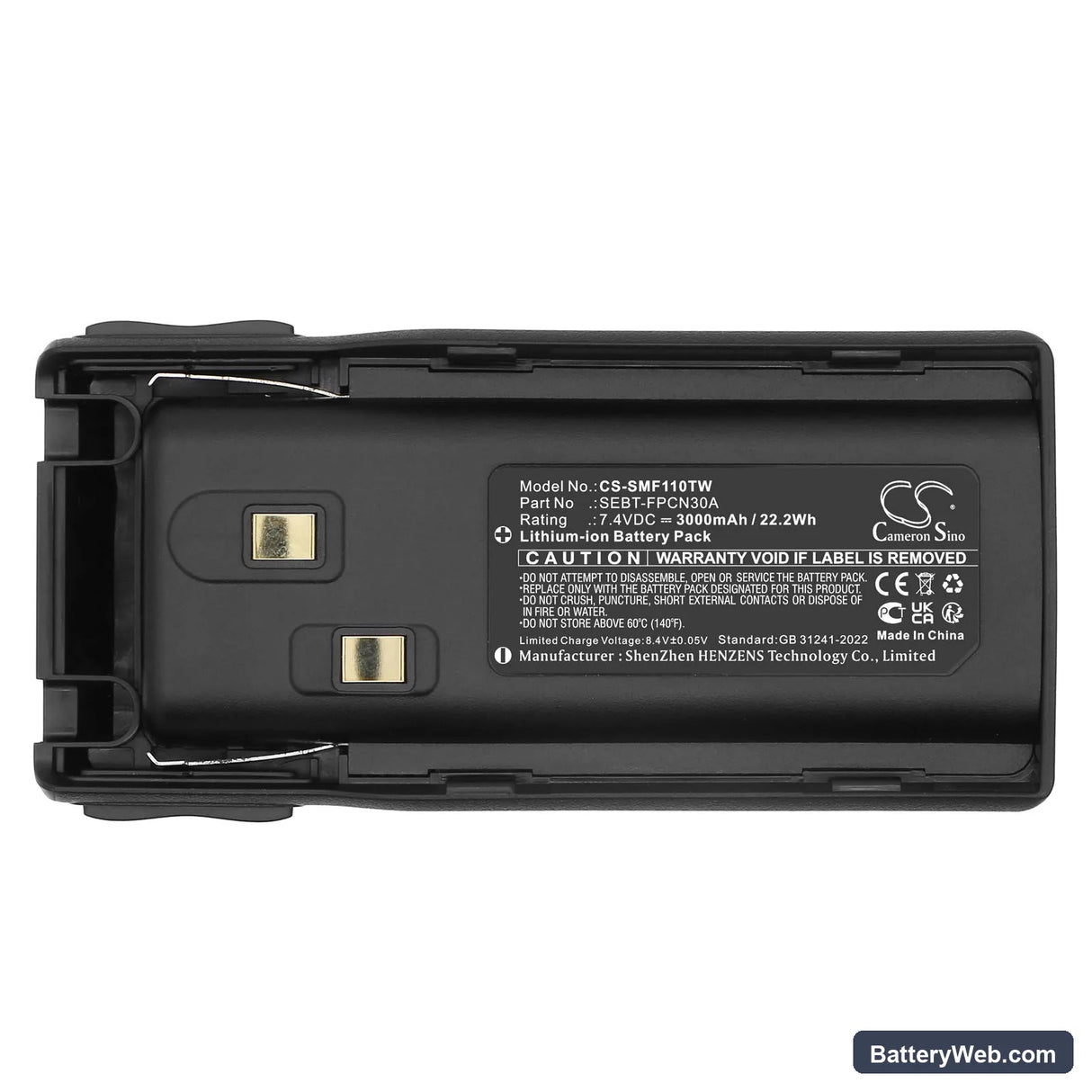 SAMCOM FPCN10A Replacement Battery, 7.4V, 3000mAh, Li-ion 5