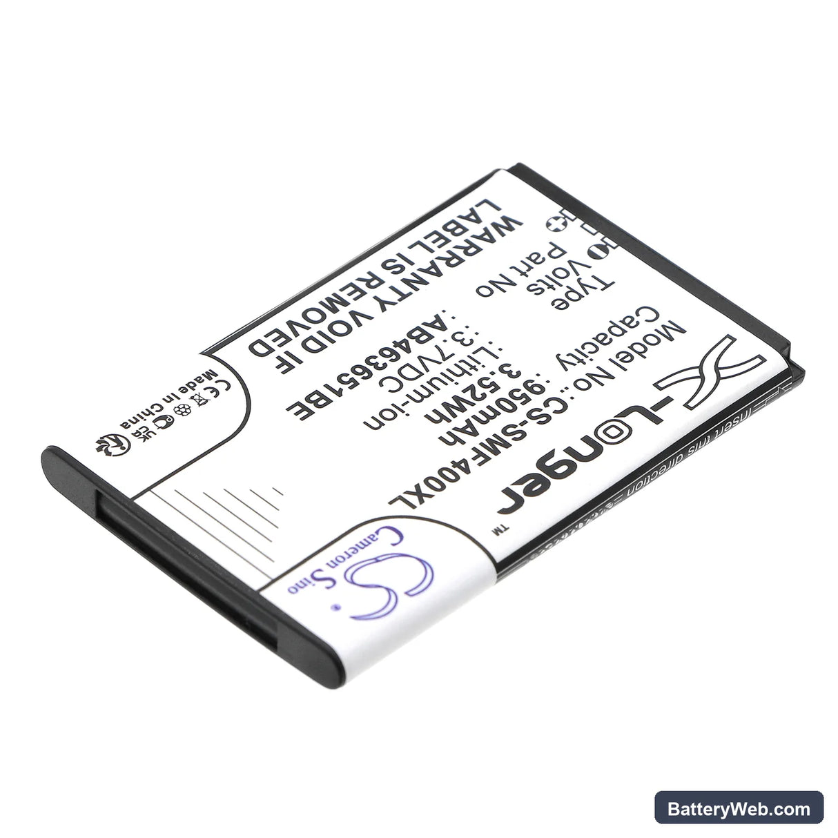 Samsung SGH-F400 Replacement Battery, 3.7V, 950mAh, Li-ion 2