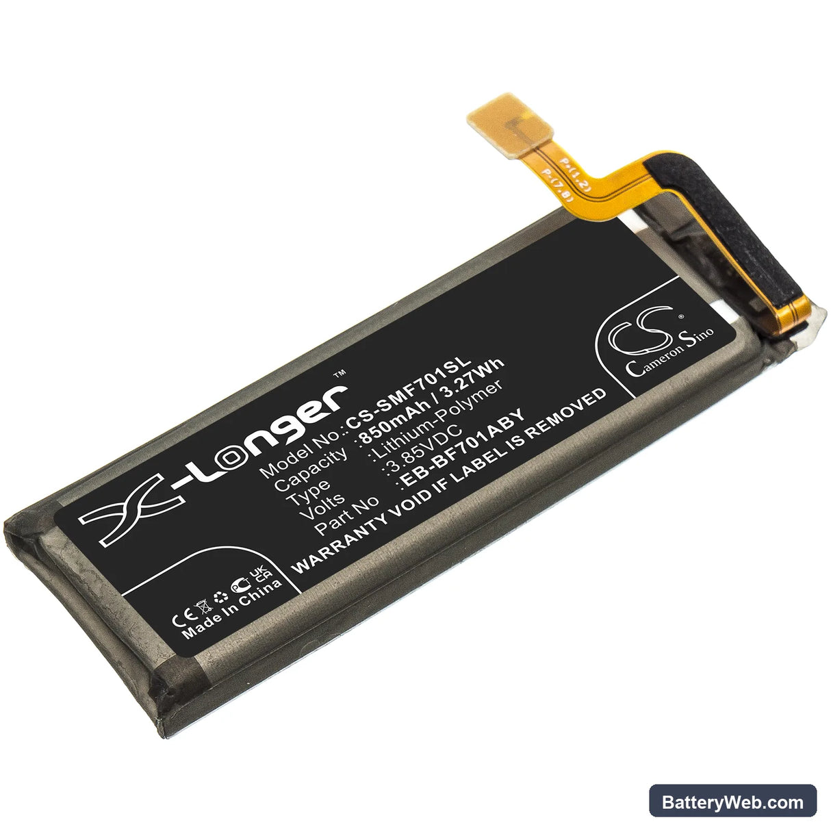 Samsung Galaxy Z Flip Replacement Battery, 3.85V, 850mAh, Li-Polymer 1