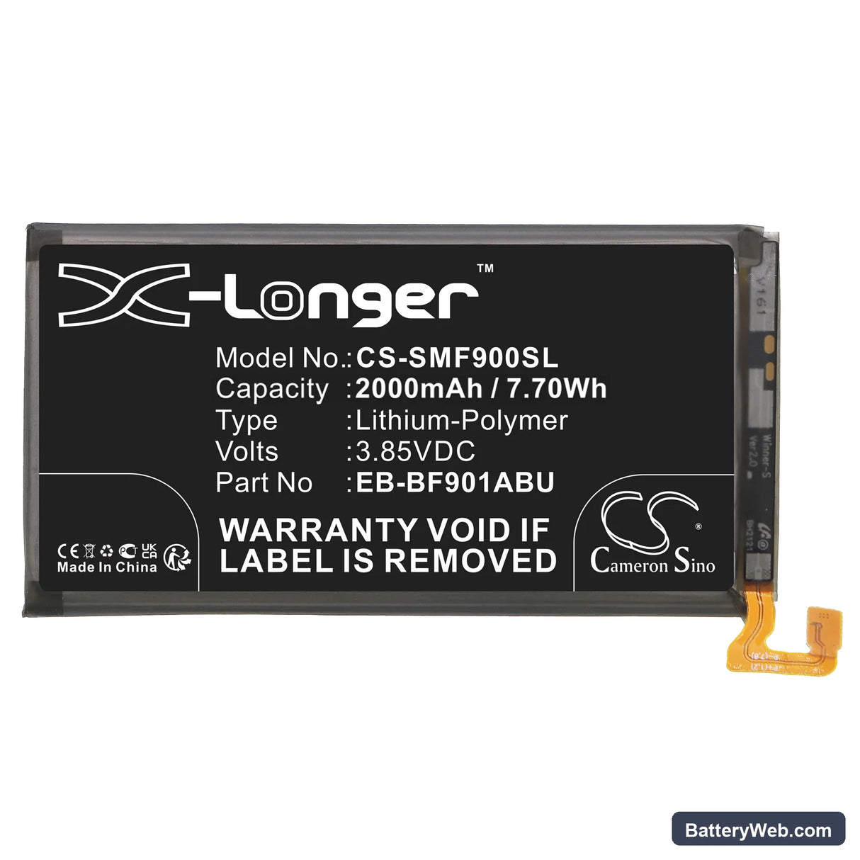 Samsung Fold Replacement Battery, 3.85V, 2000mAh, Li-Polymer 3