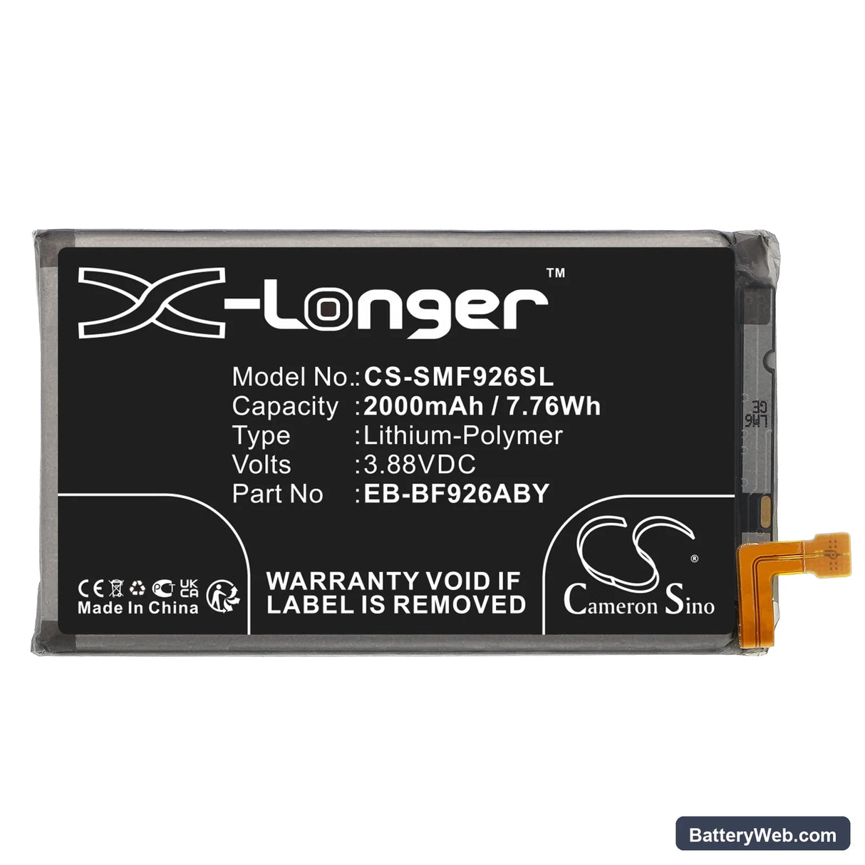 Samsung Galaxy Z Fold3 Replacement Battery, 3.88V, 2000mAh, Li-Polymer 3