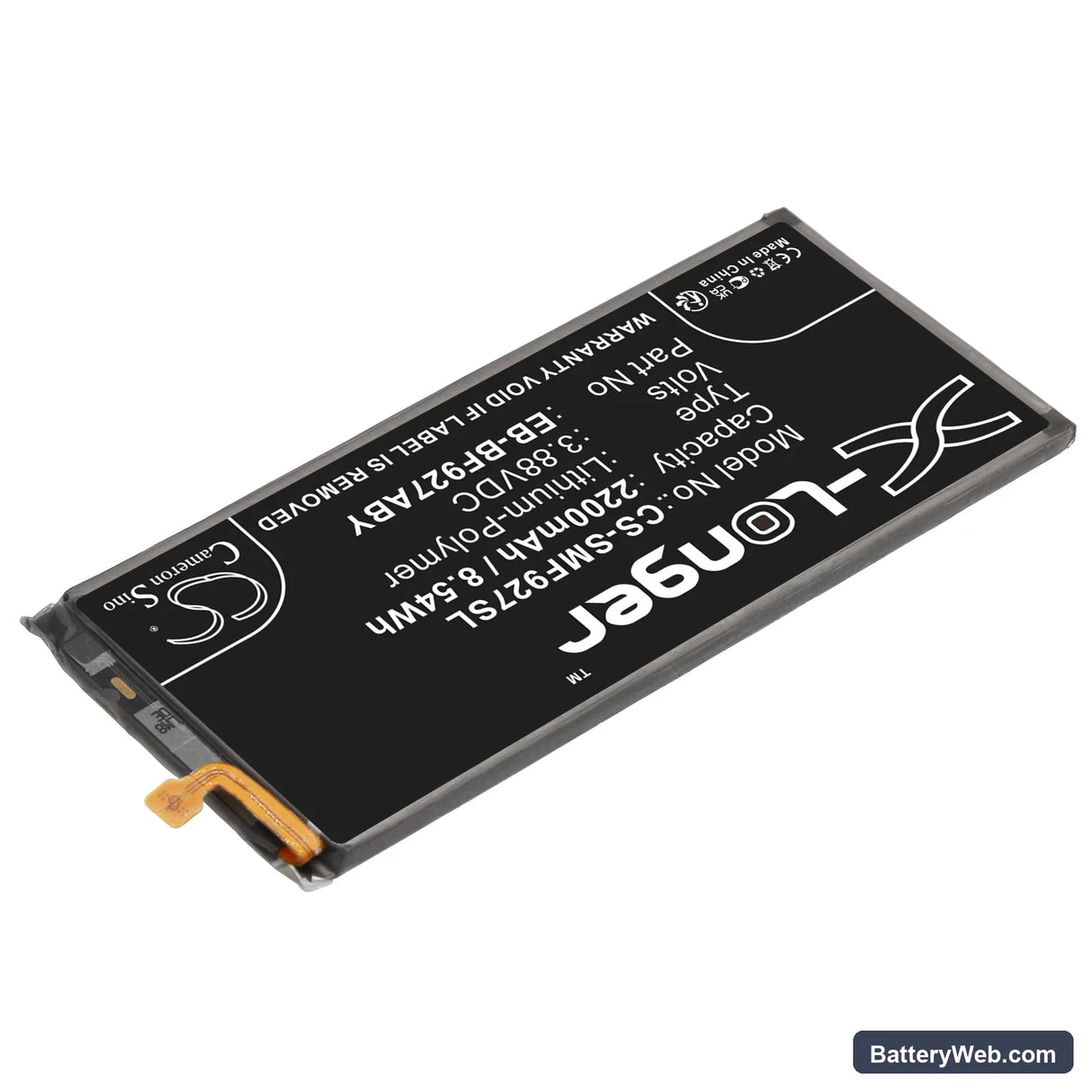 Samsung Galaxy Z Fold3 Replacement Battery, 3.88V, 2200mAh, Li-Polymer 2