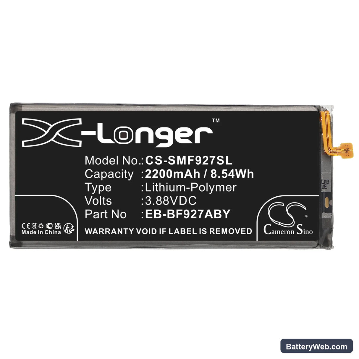 Samsung Galaxy Z Fold3 Replacement Battery, 3.88V, 2200mAh, Li-Polymer 3