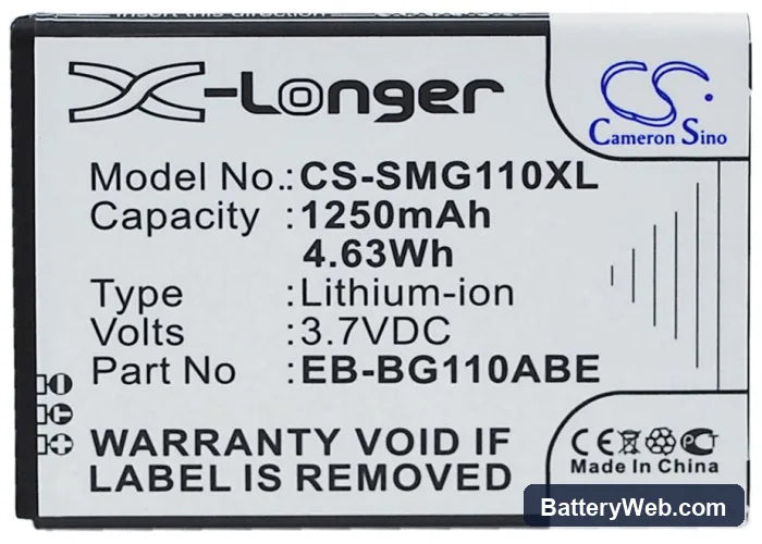 Samsung SM-G110 Replacement Battery, 3.7V, 1250mAh, Li-ion 5