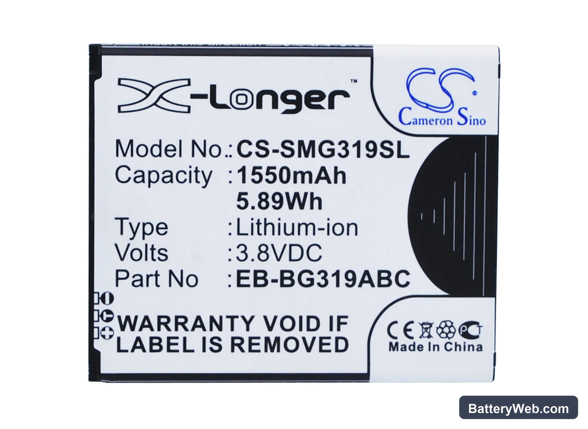 Samsung SM-G3139D Replacement Battery, 3.8V, 1550mAh, Li-ion 5